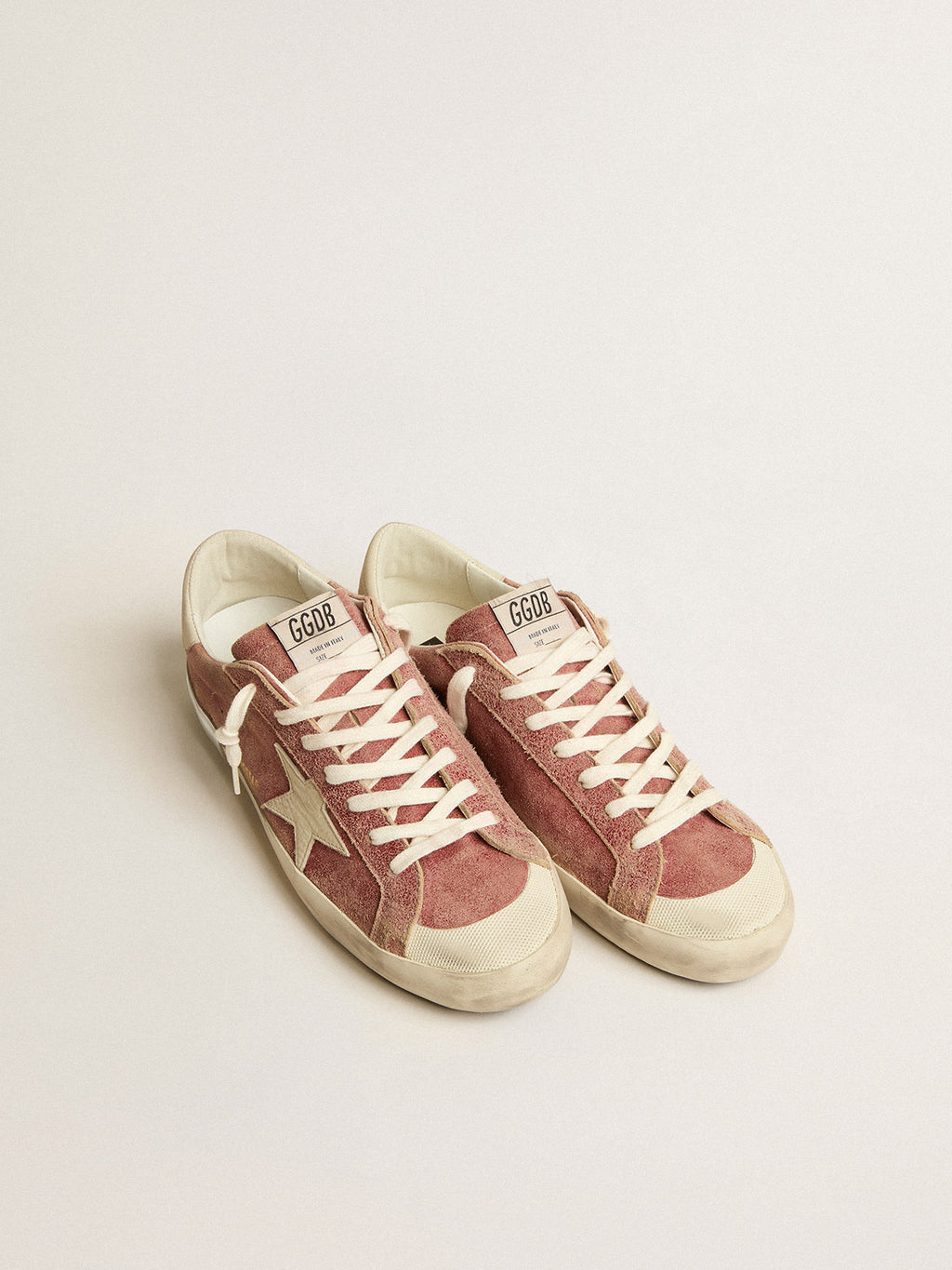 Super-Star in red leather with cream nubuck star and heel tab| Golden Goose