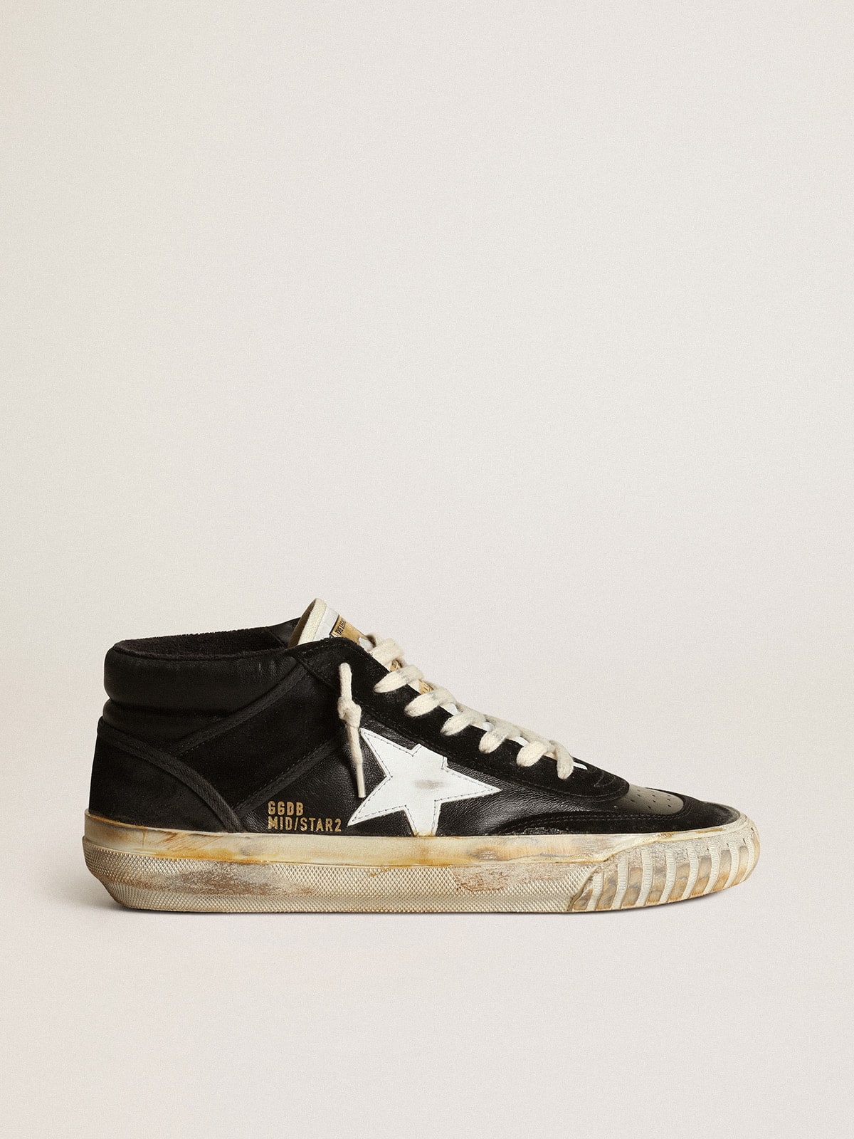 Women's Mid Star in black nappa and suede with white leather star| Golden Goose