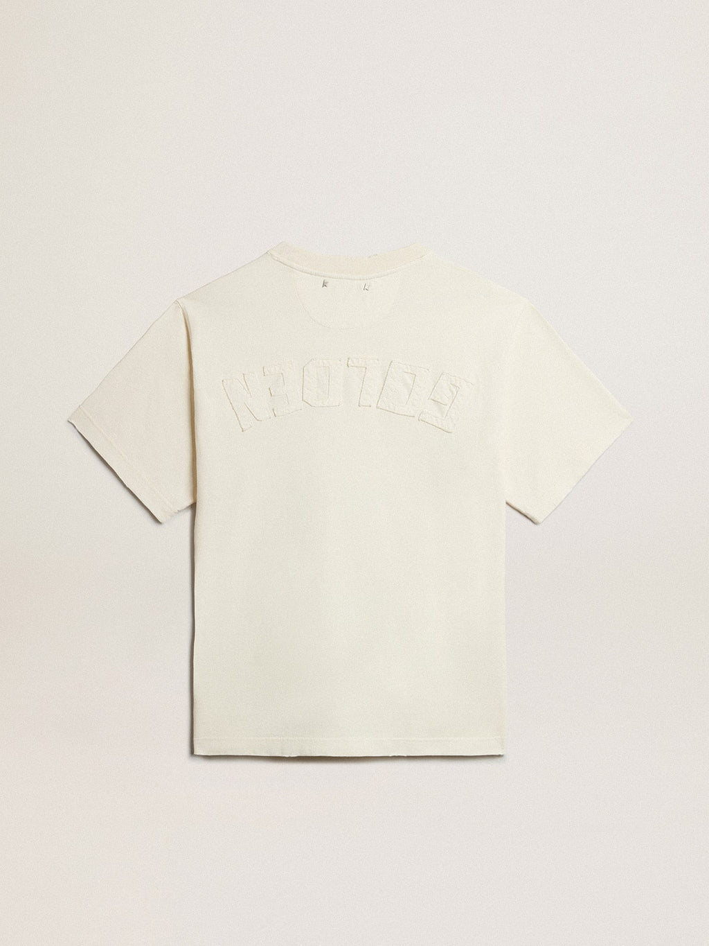 T-shirt in aged white with reverse logo on the back - Jersey Capsule| Golden Goose