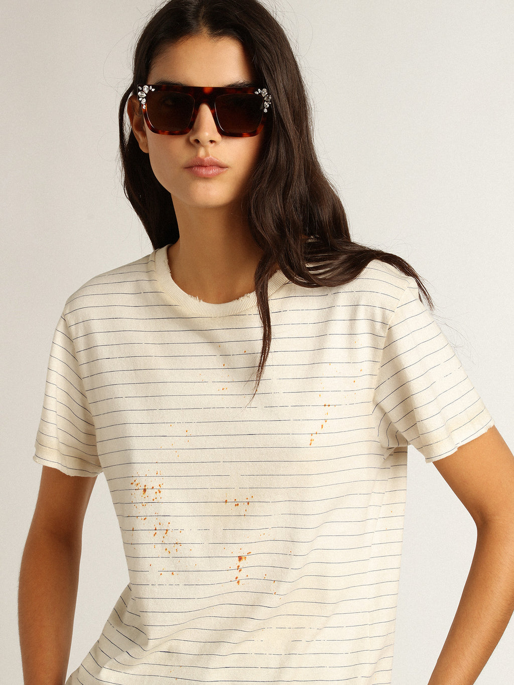 White T-shirt with vintage notebook effect| Golden Goose