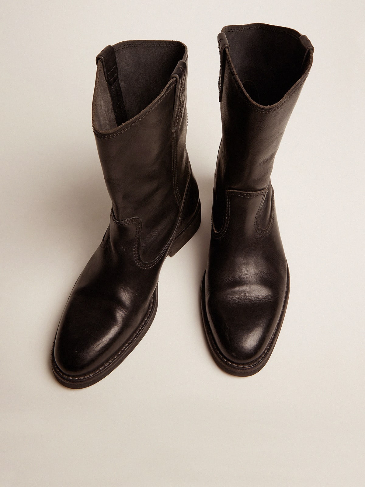 Biker boots in black leather| Golden Goose