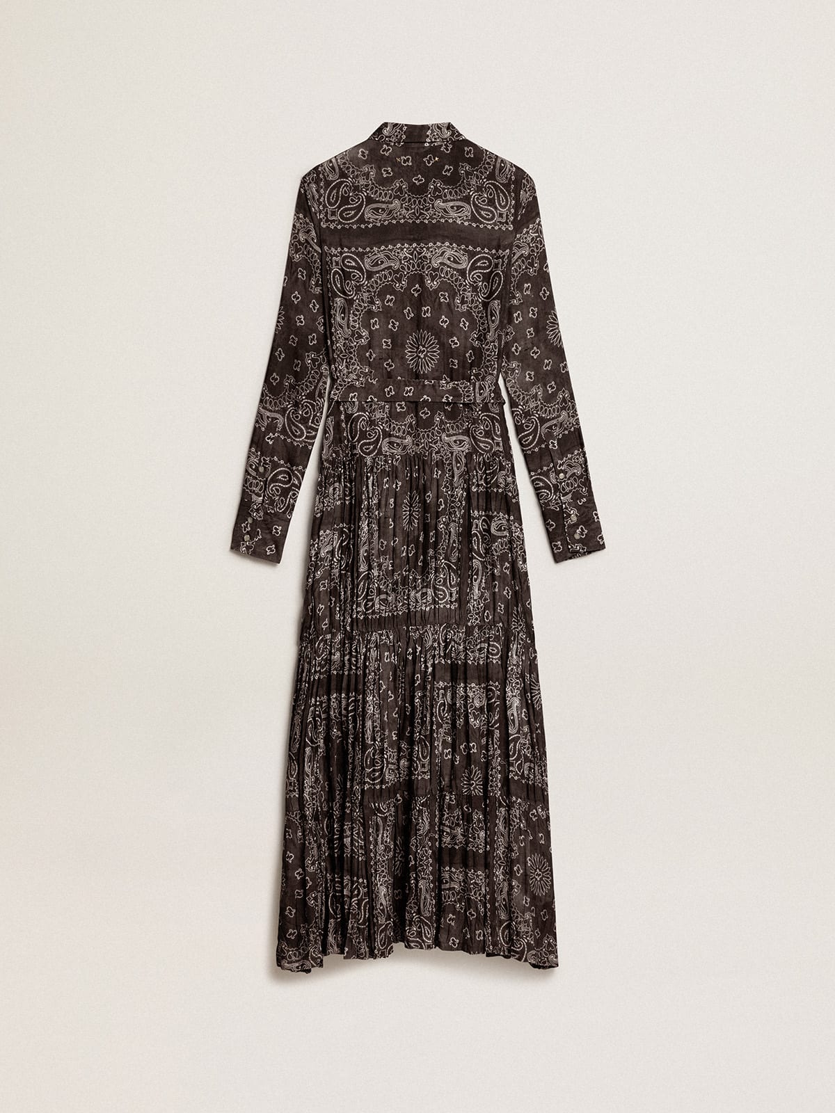 Anthracite-gray shirt dress with paisley print| Golden Goose