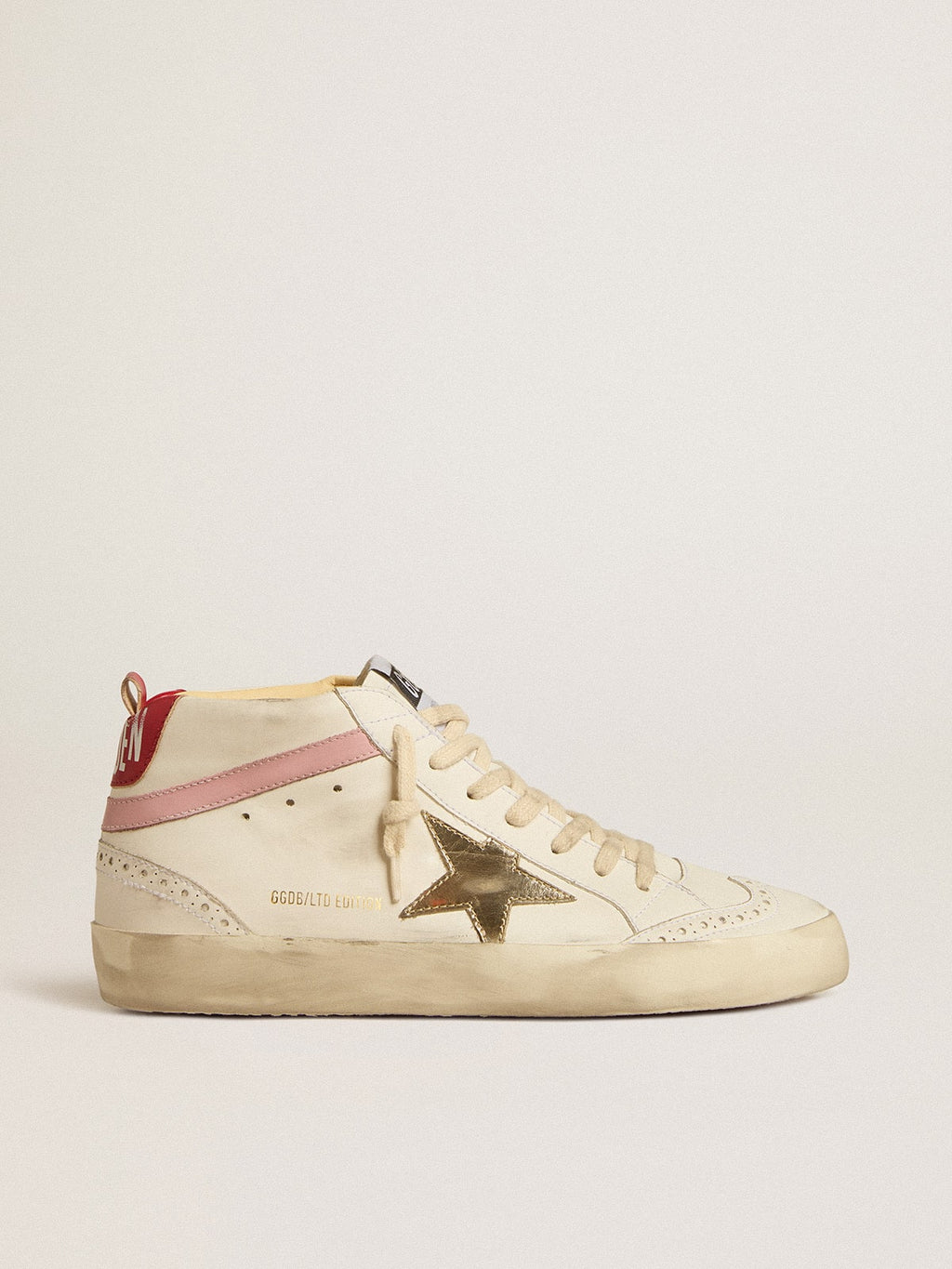 Bio-based Mid Star LTD with gold leather star and pink flash| Golden Goose