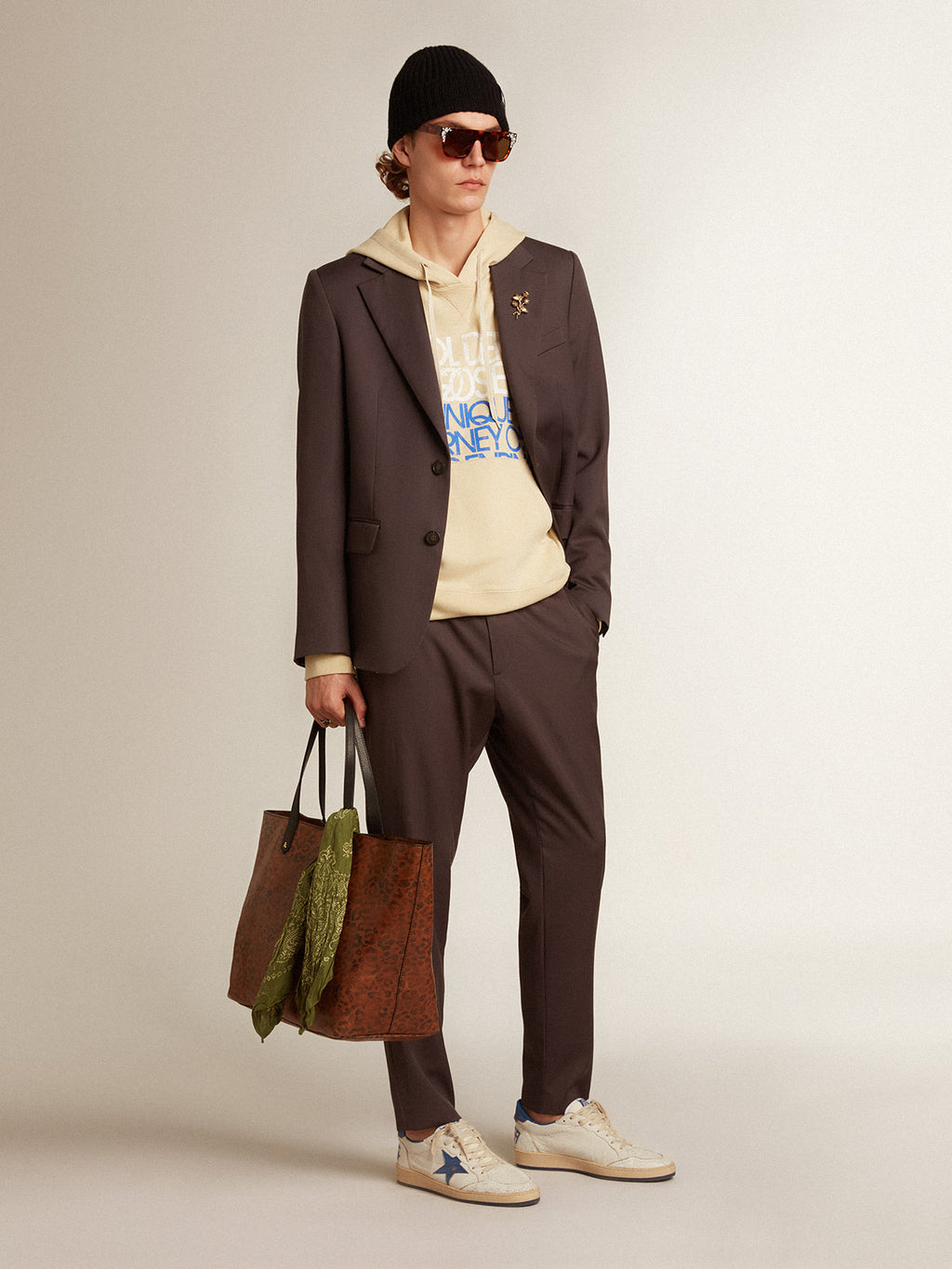 Single-breasted blazer in gray wool| Golden Goose