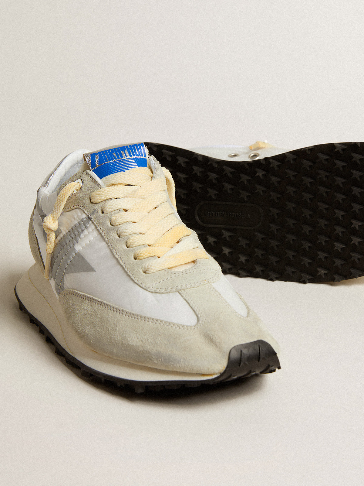 Women's Marathon with white nylon upper and silver star| Golden Goose
