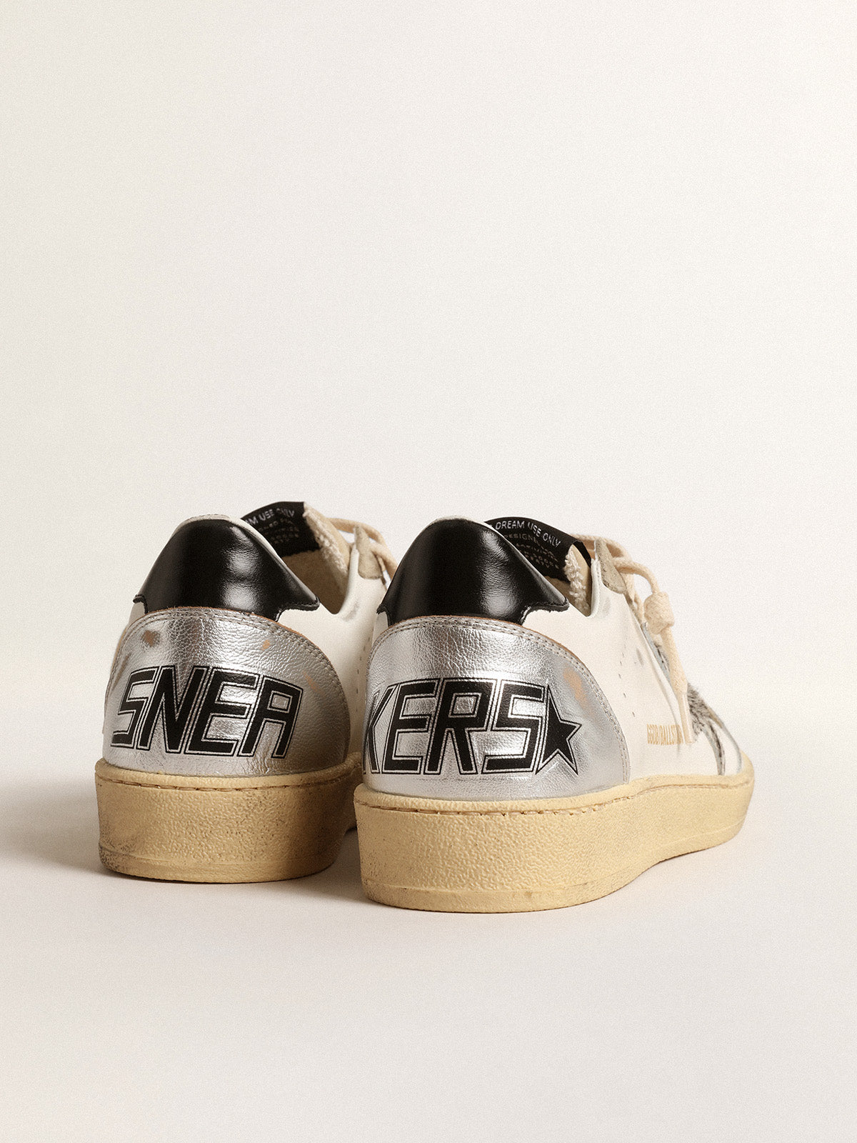 Ball Star LTD with zebra-print star and metallic leather insert| Golden Goose