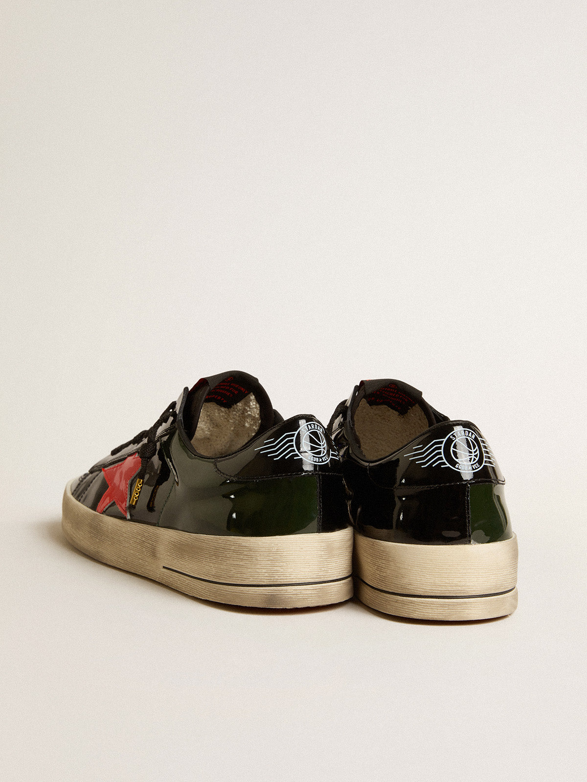 Men's Stardan in black and green patent leather with orange star| Golden Goose