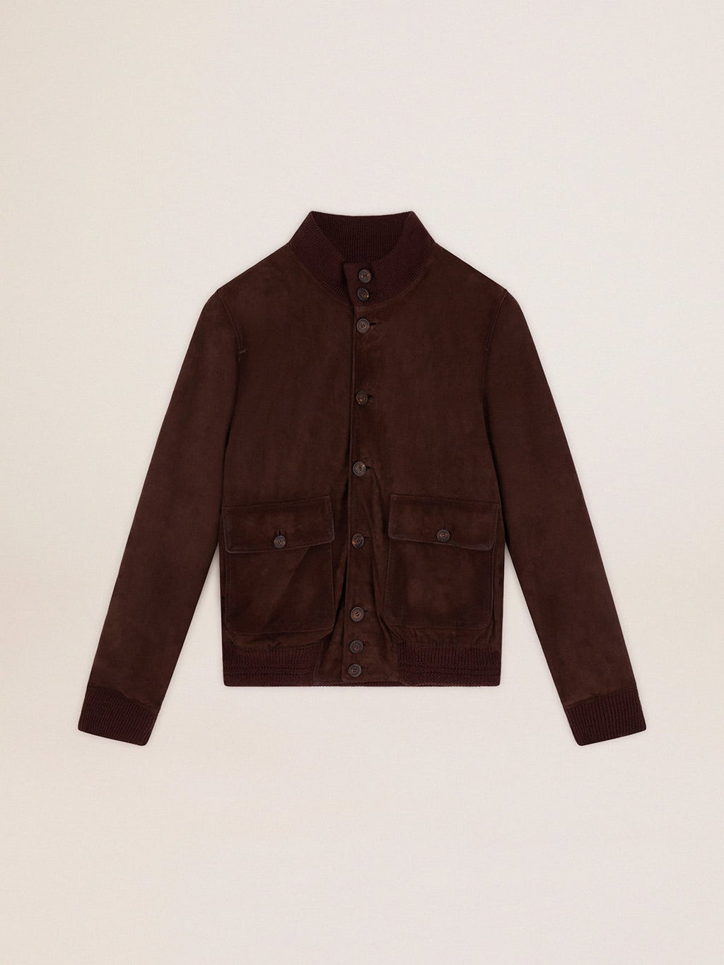 Golden Collection flight jacket in dark brown suede| Golden Goose