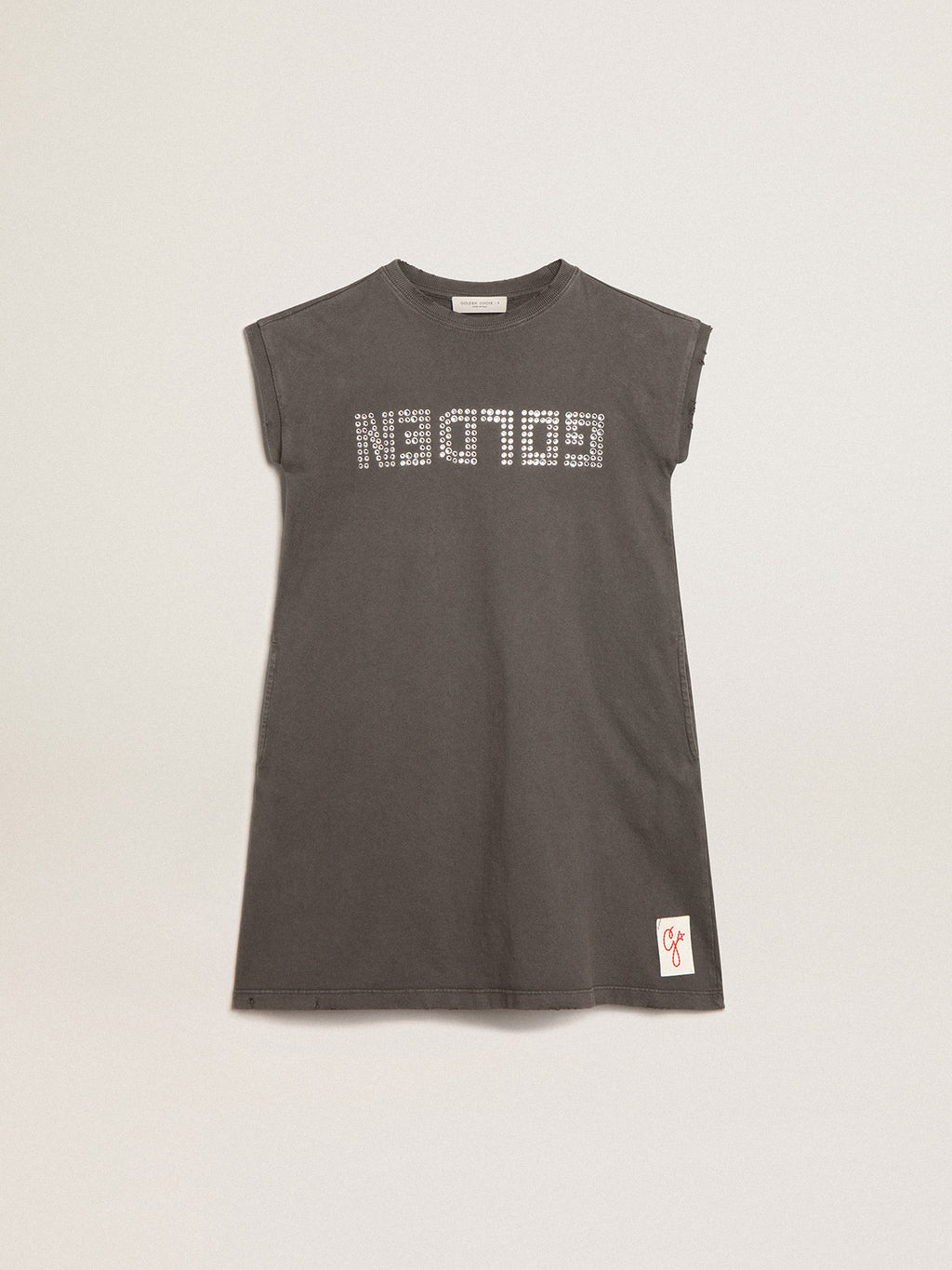 Gray mini dress with Golden lettering in crystals| Golden Goose
