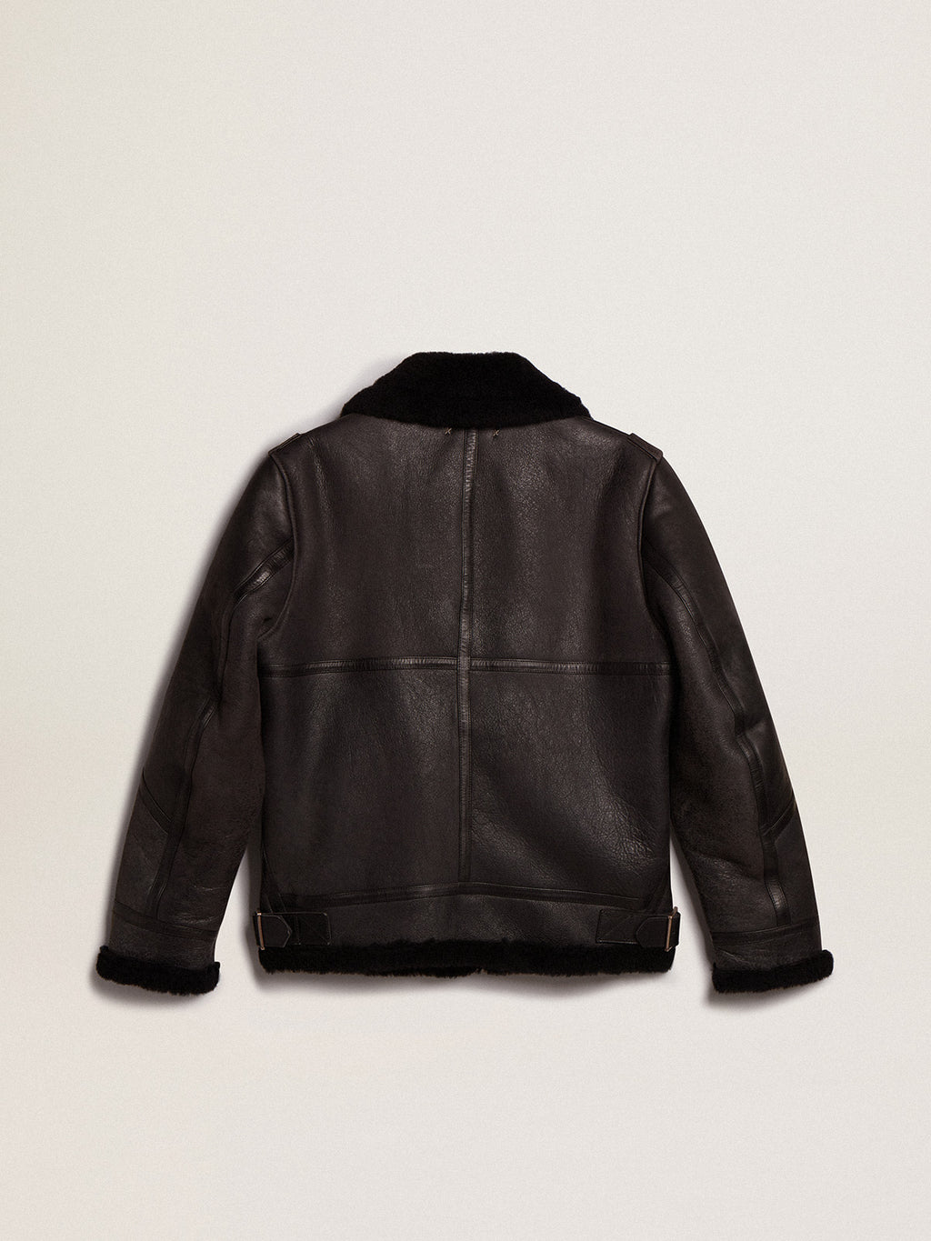 Black sheepskin jacket| Golden Goose