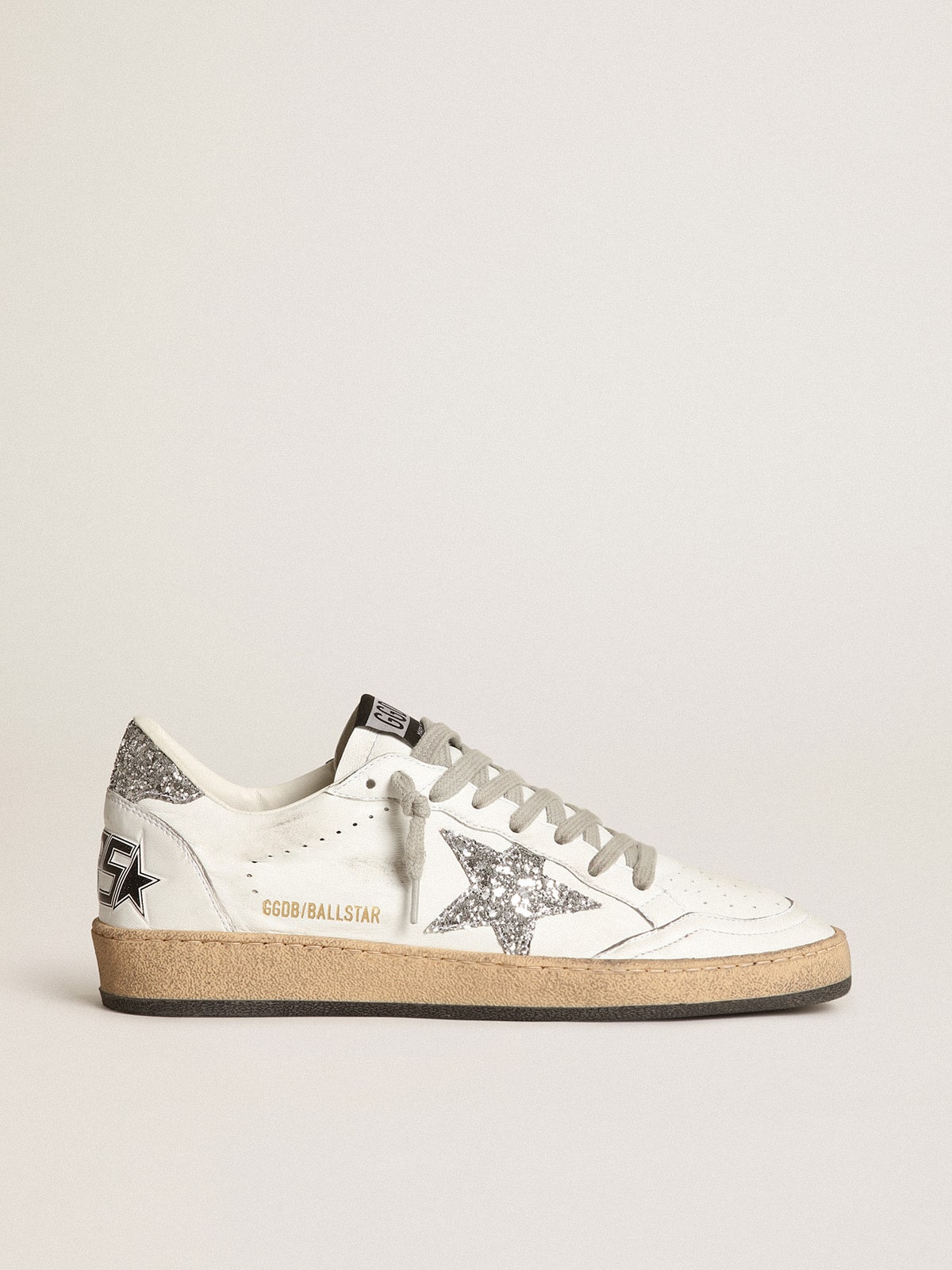 Women's Ball Star in nappa with white star and glitter heel tab| Golden Goose