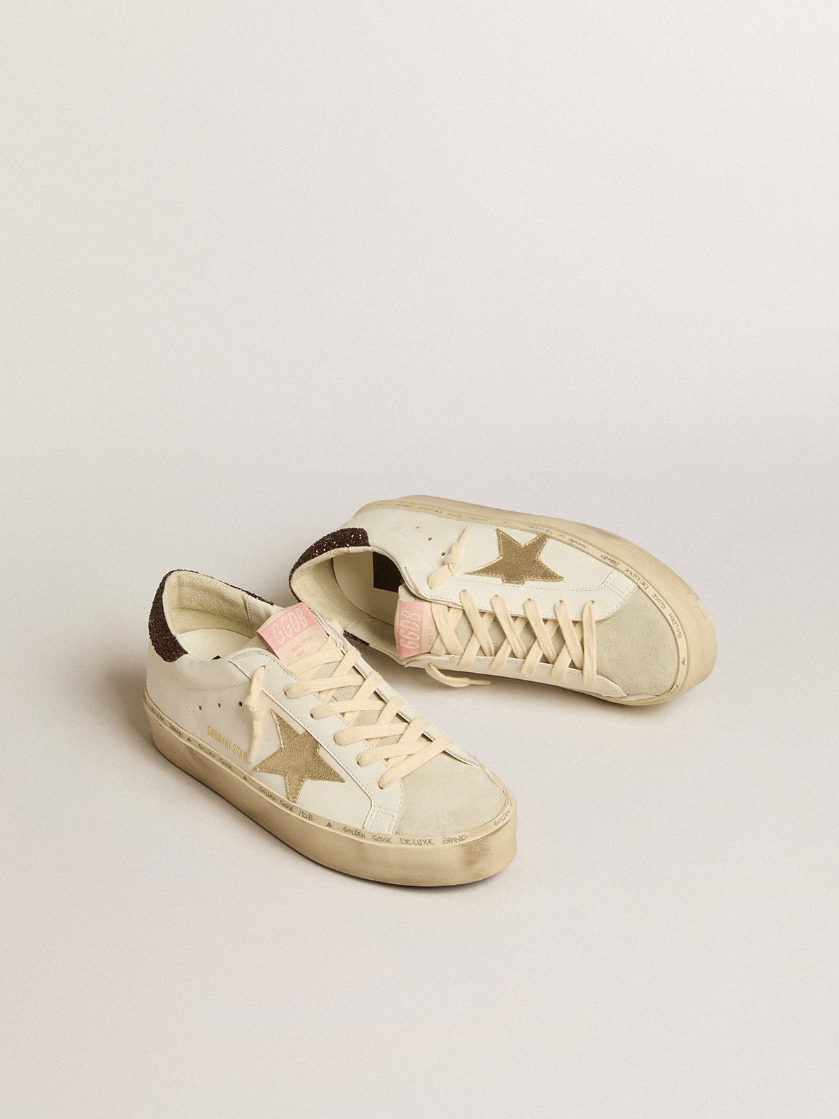 Hi Star with platinum metallic leather star and glitter heel tab| Golden Goose
