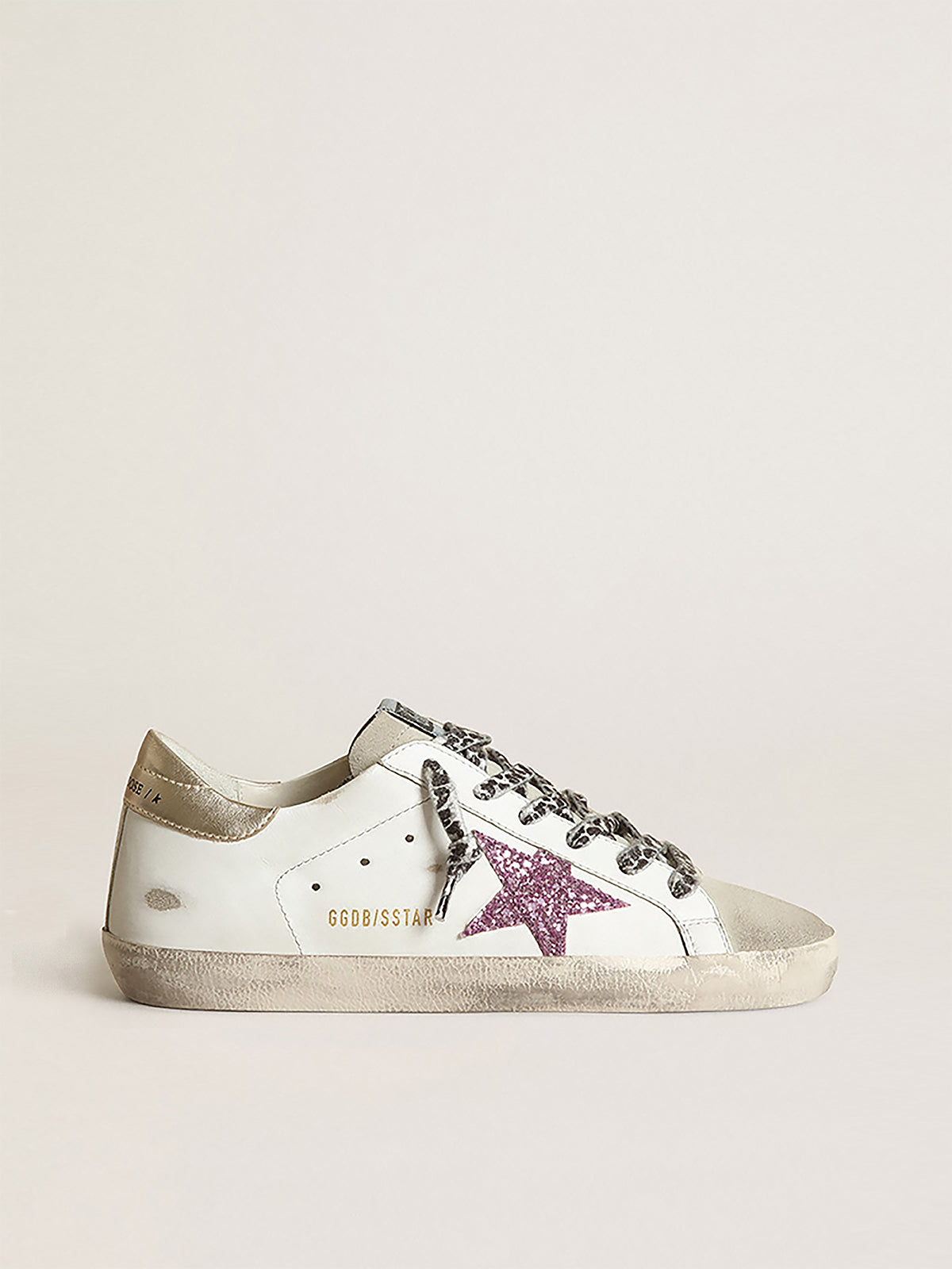 Women's Super-Star with glitter and gold heel tab| Golden Goose