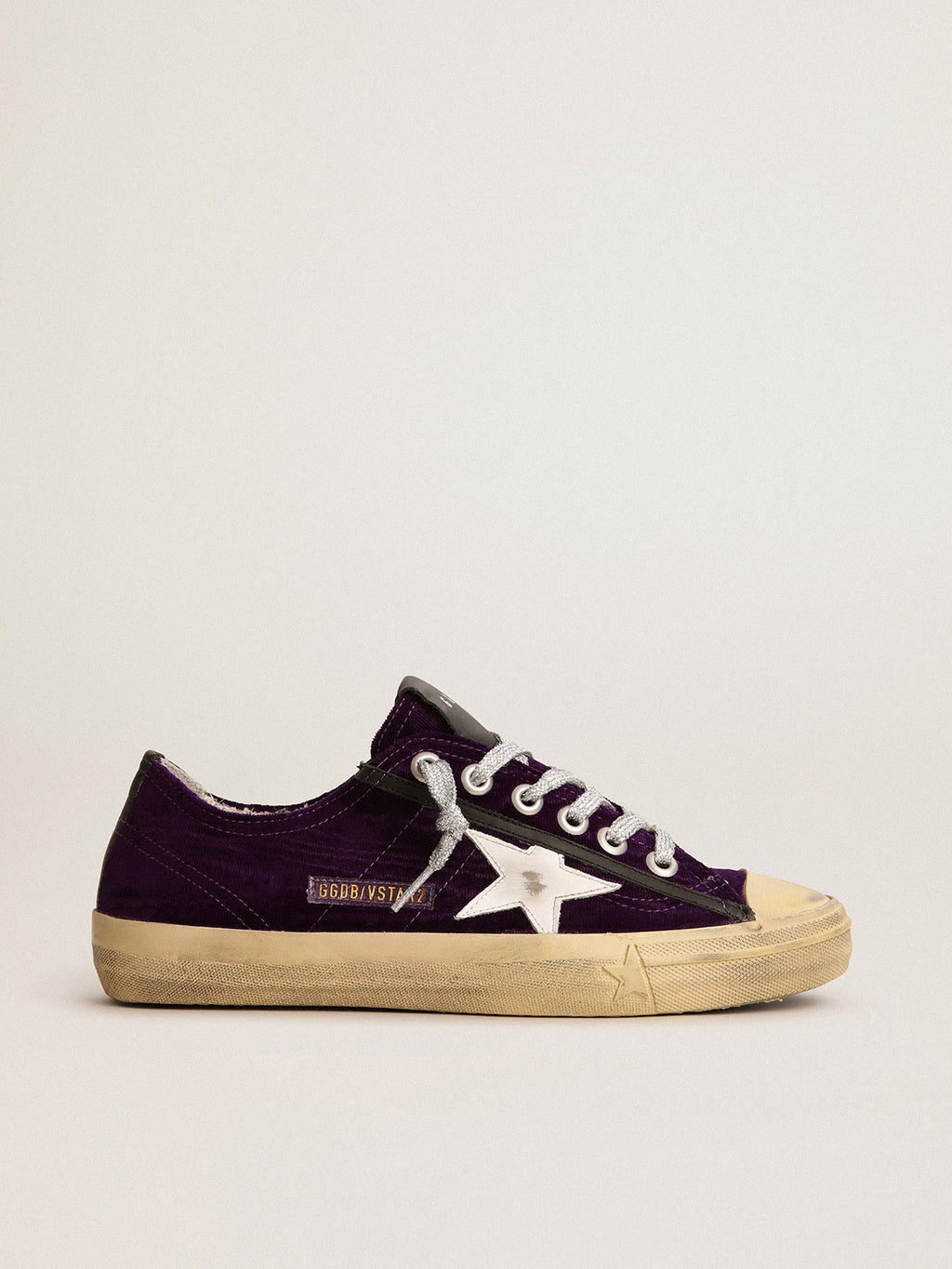 Women's V-Star LTD in purple velvet with white leather star| Golden Goose
