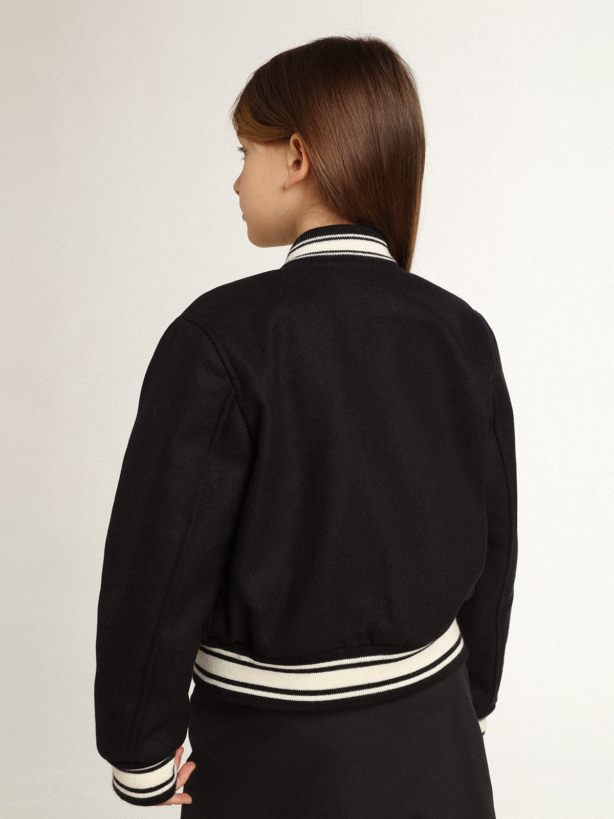 Boys' bomber jacket in dark blue wool| Golden Goose