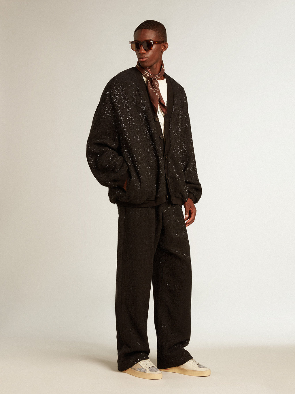 Men's black sequined cardigan-jacket| Golden Goose