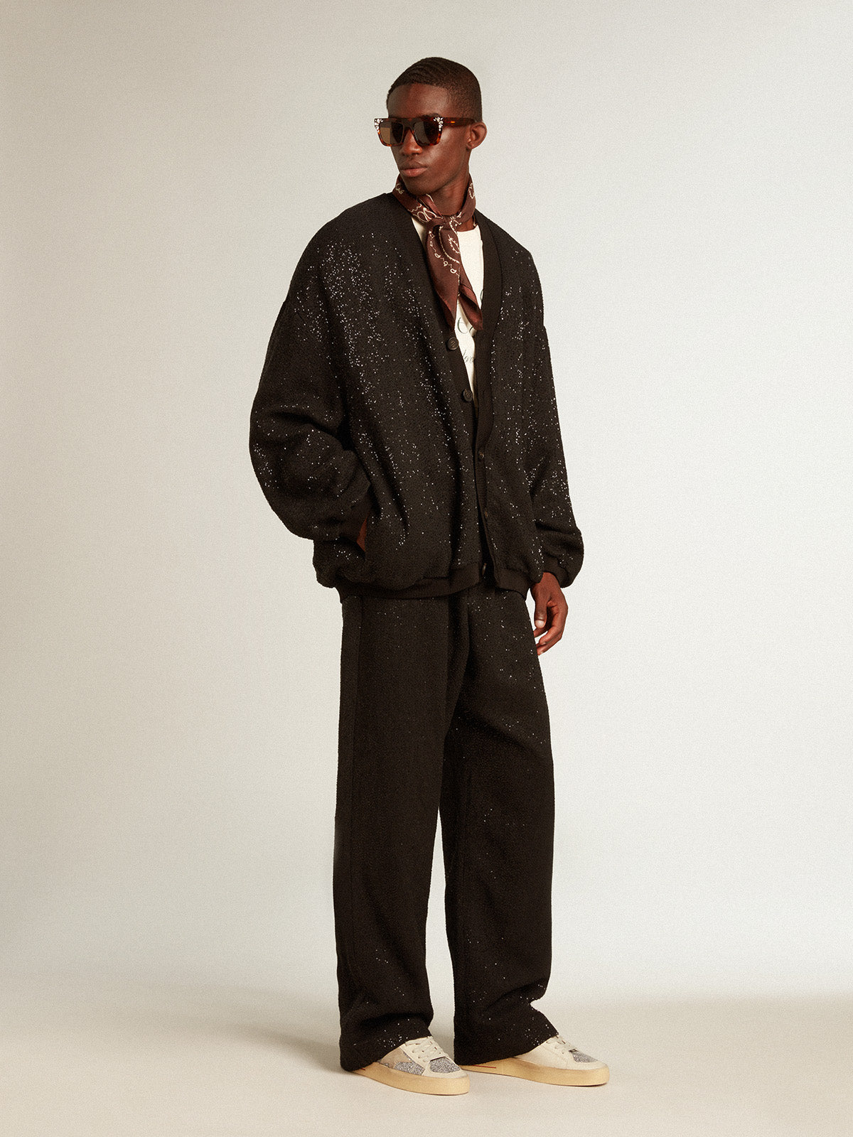 Men's black sequined cardigan-jacket| Golden Goose