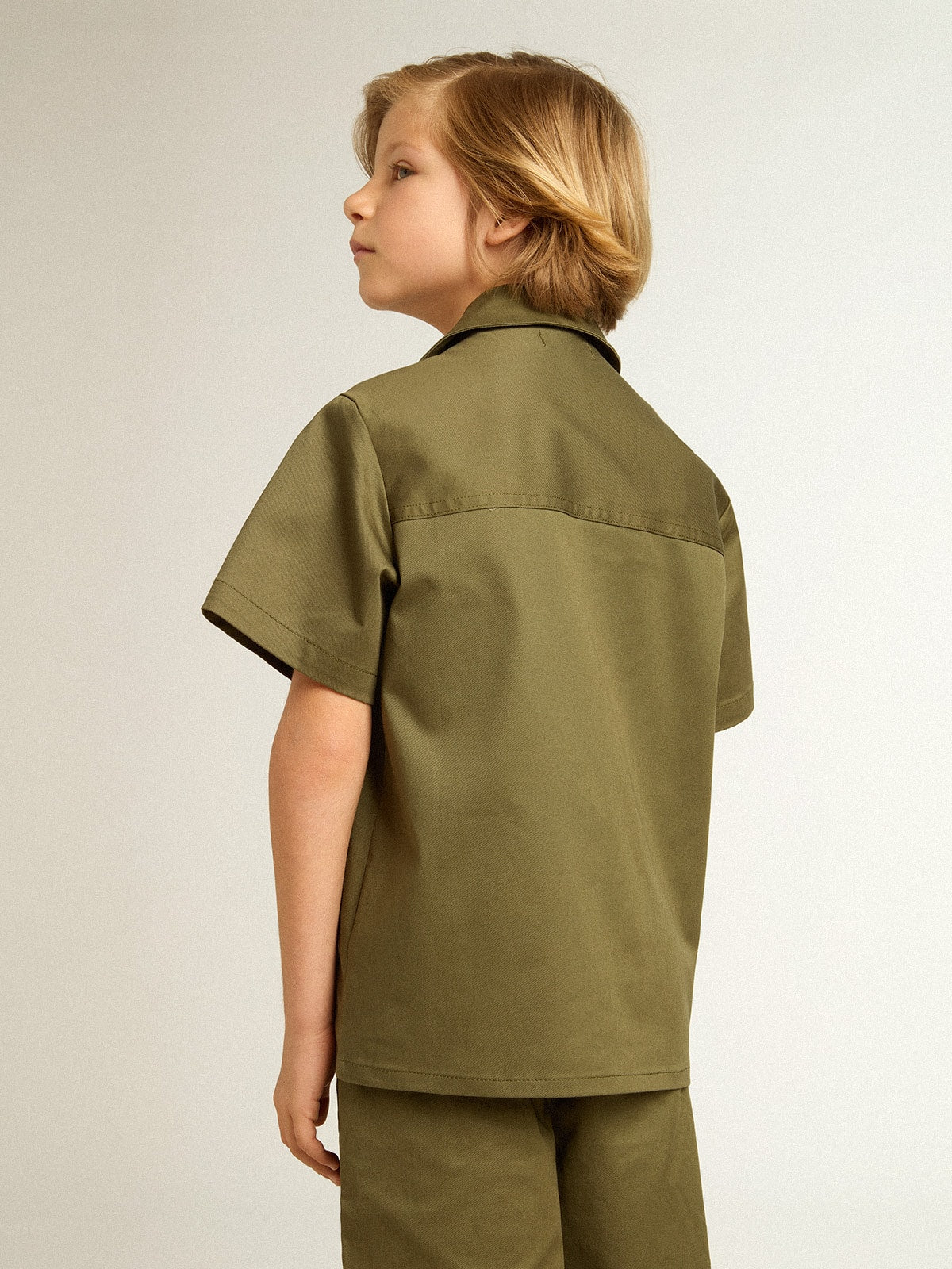 Boys' military-green shirt| Golden Goose
