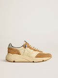 Men's Running Sole in ivory nylon and tobacco suede| Golden Goose