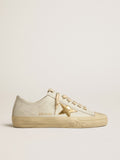 V-Star in white leather with gold metallic leather star| Golden Goose
