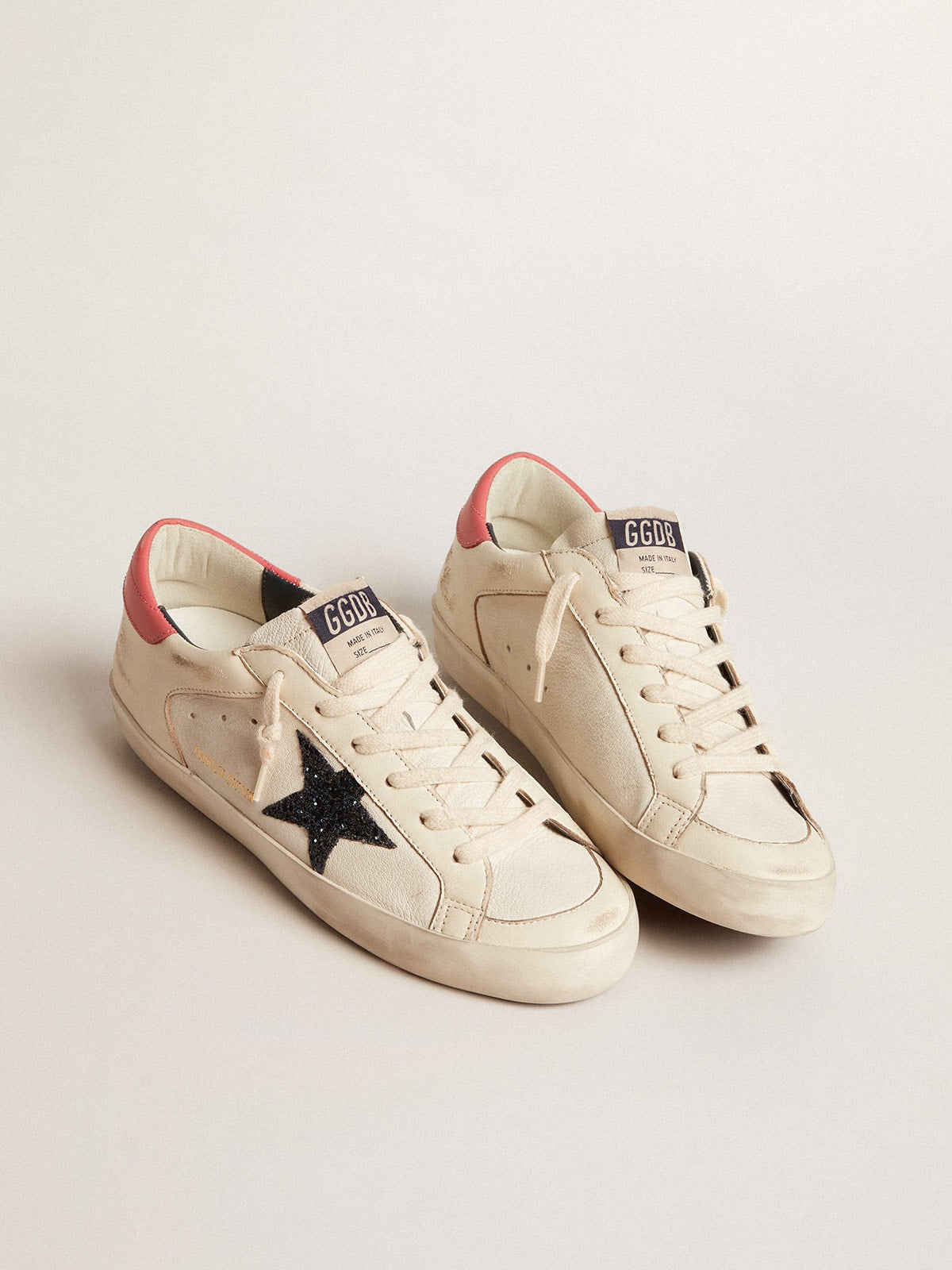 Women's Super-Star LTD in nappa with blue glitter star and red heel tab| Golden Goose
