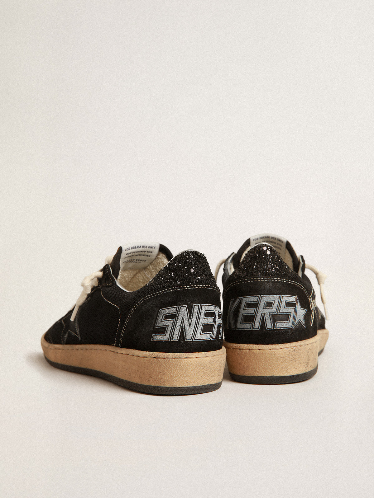 Ball Star in black mesh with black suede star| Golden Goose
