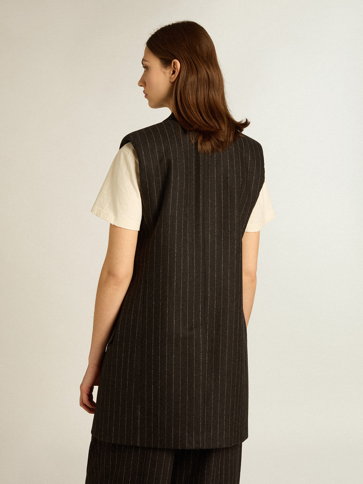 Women's vest in gray melange wool| Golden Goose