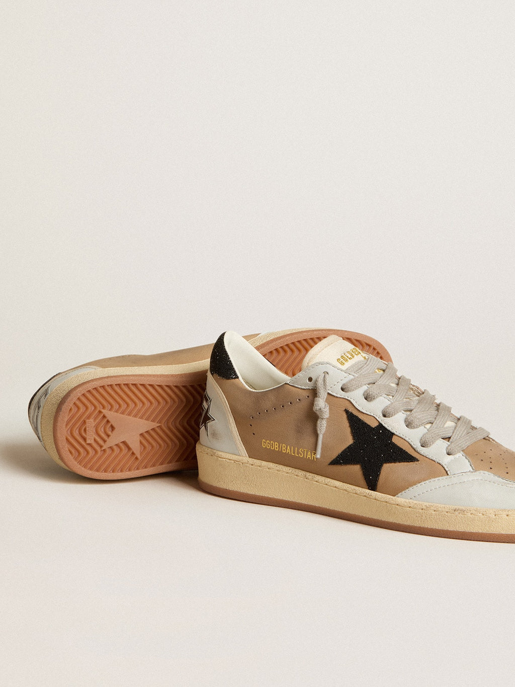 Ball Star in beige nubuck and nappa with black Swarovski crystal star| Golden Goose