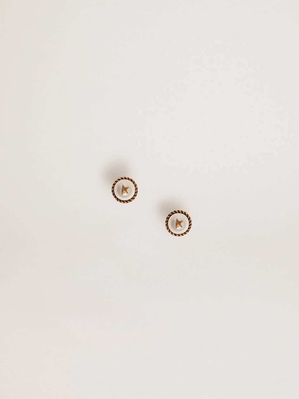 Women's stud earrings in antique gold color| Golden Goose