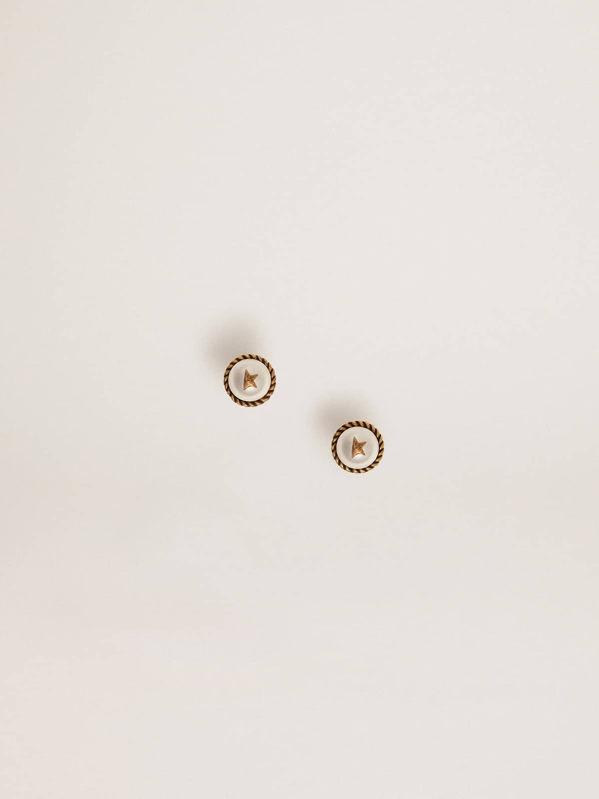 Women's stud earrings in antique gold color| Golden Goose