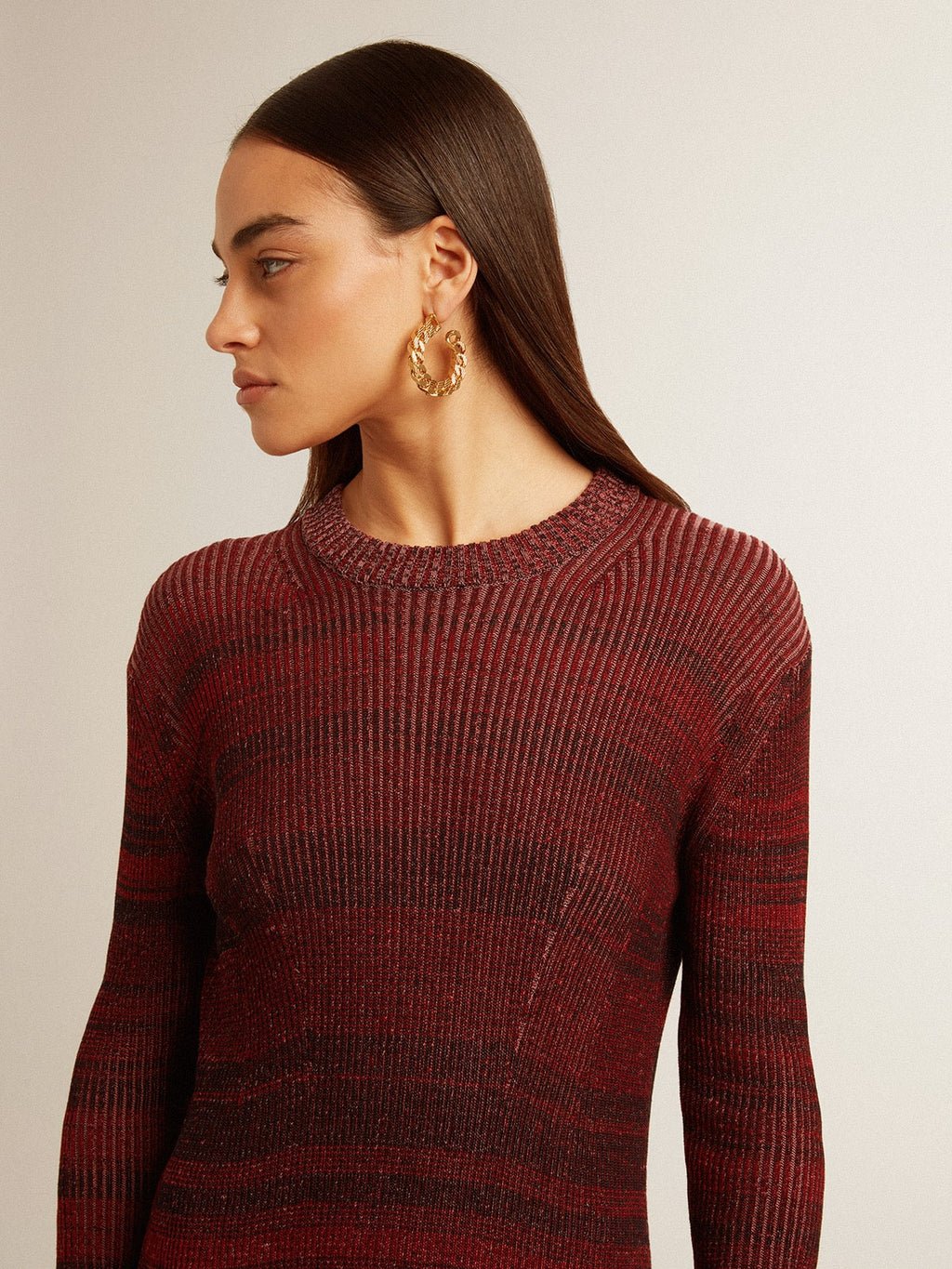 Irregular-striped cotton dress| Golden Goose