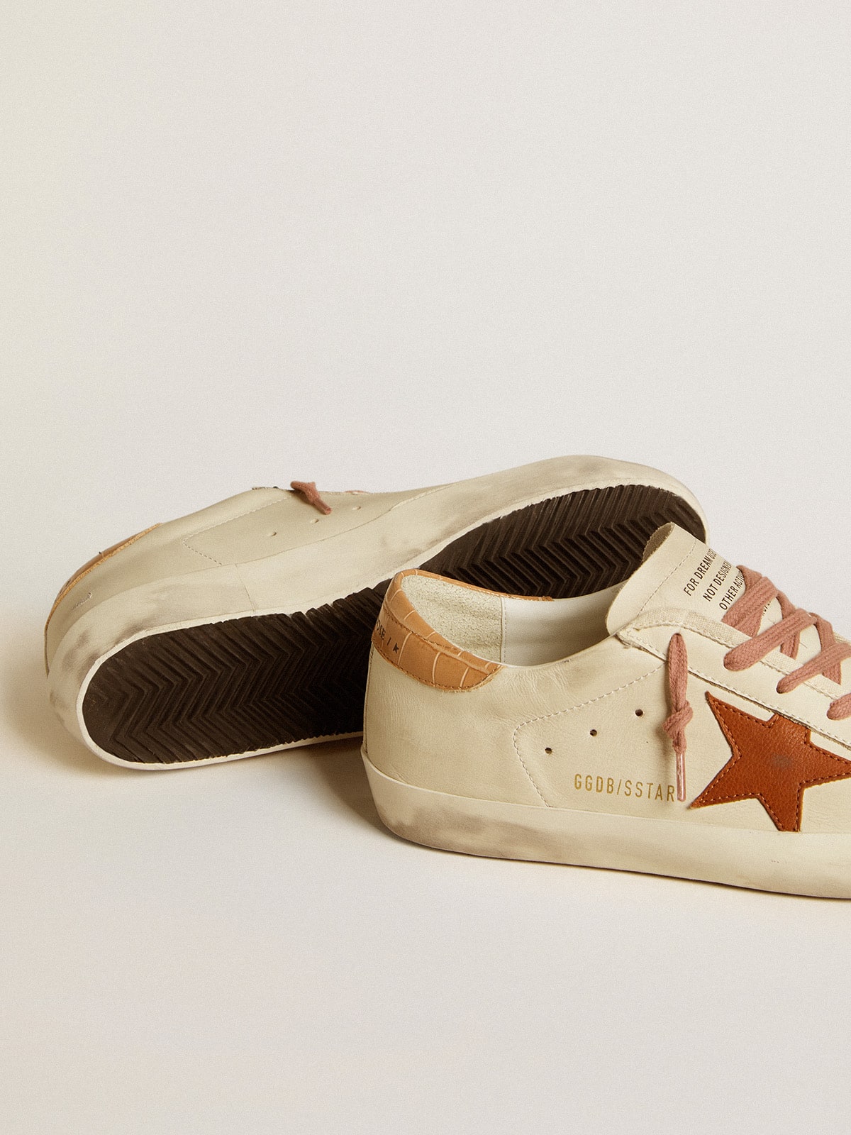Women's Super-Star with leather star and crocodile-print leather heel tab| Golden Goose