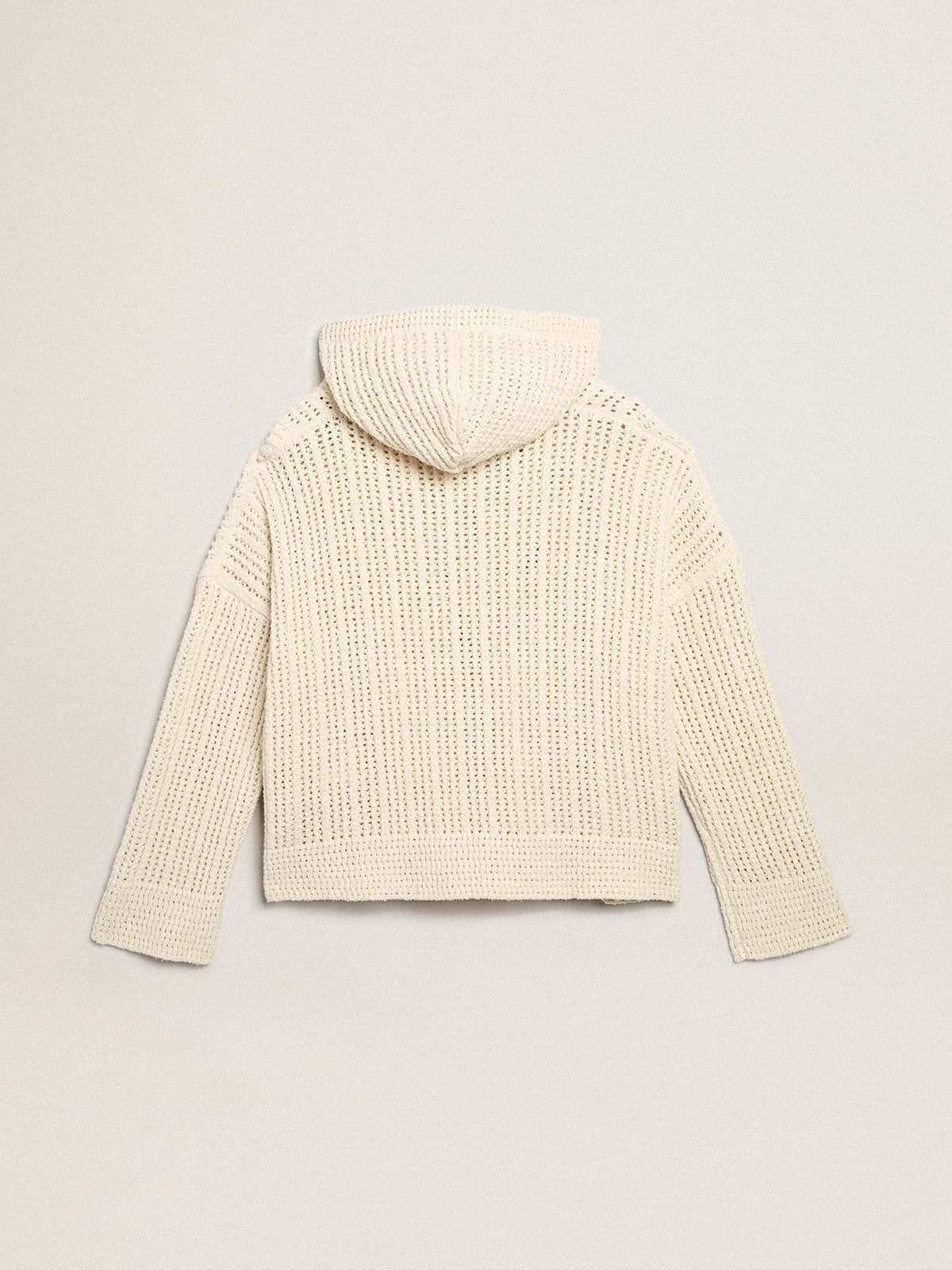 Hooded top in papyrus-colored cotton| Golden Goose