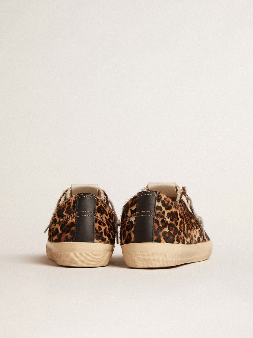 V-Star in leopard pony skin with black leather star and heel tab| Golden Goose
