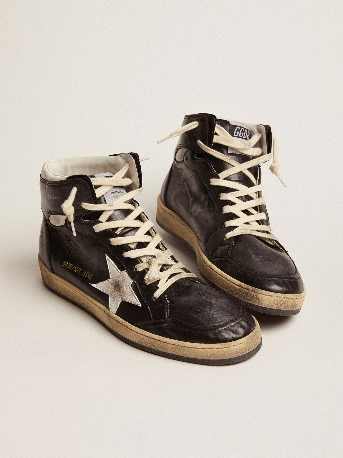 Men's Sky-Star in black nappa with white star| Golden Goose
