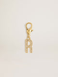 Letter R charm in gold-colored brass with crystals| Golden Goose