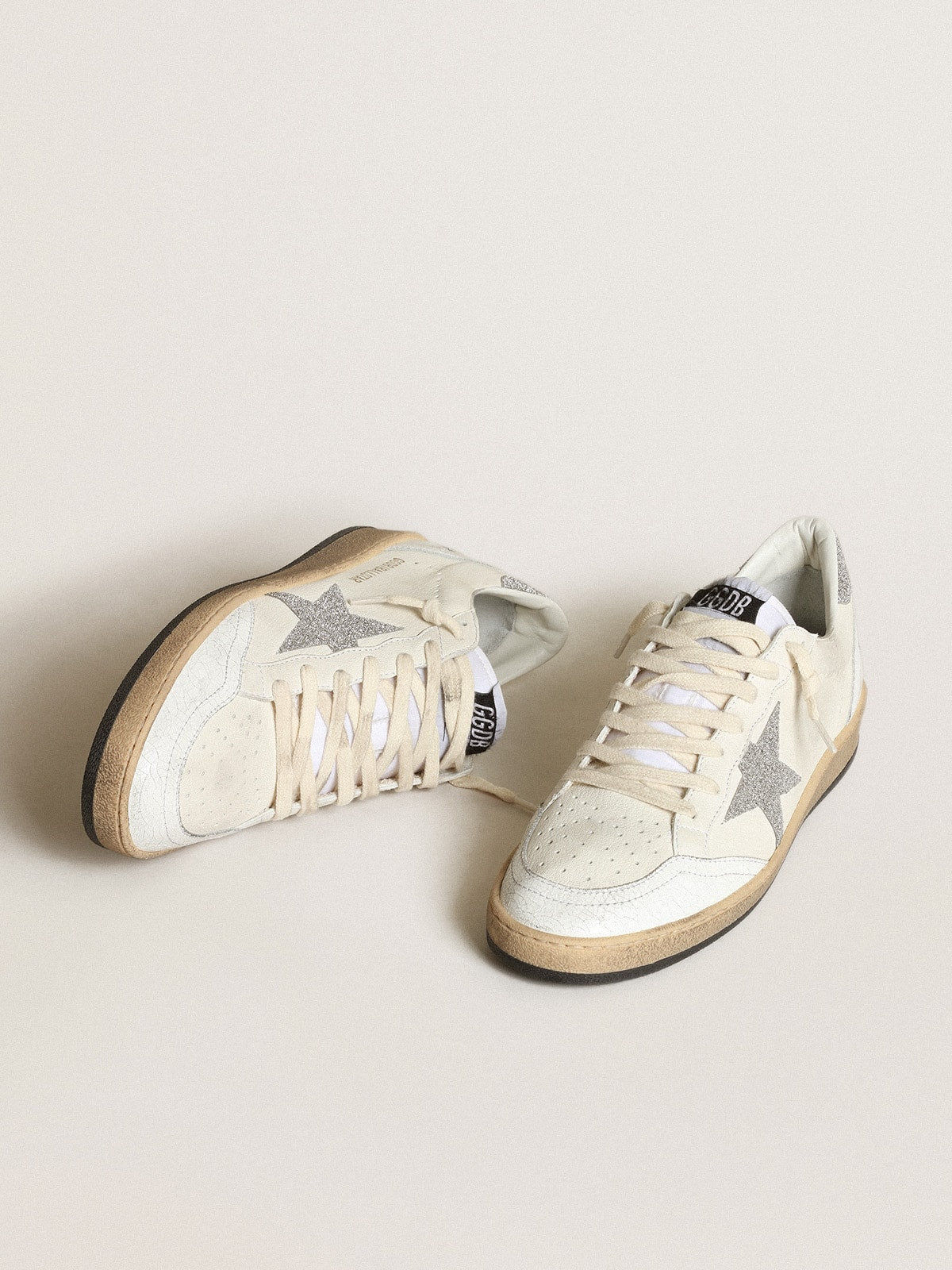White Ball Star with a Swarovski crystal star and heel tab| Golden Goose