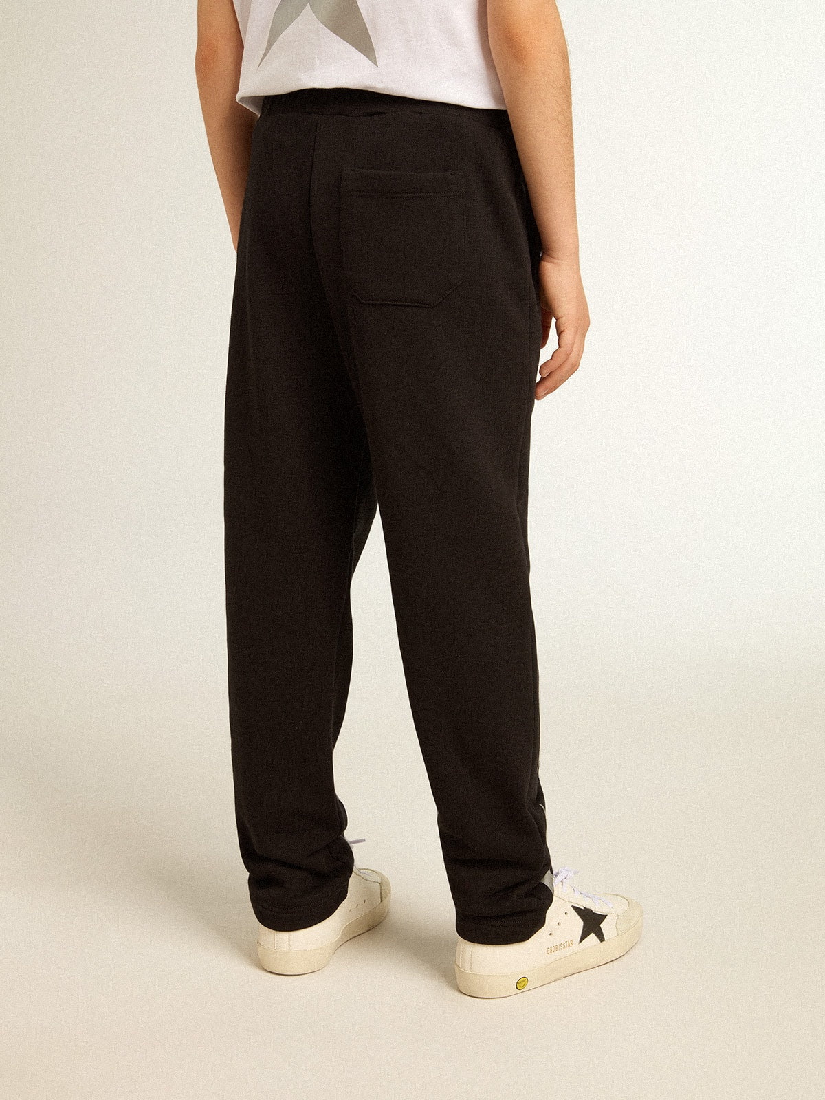 Boys' black joggers with white stars| Golden Goose