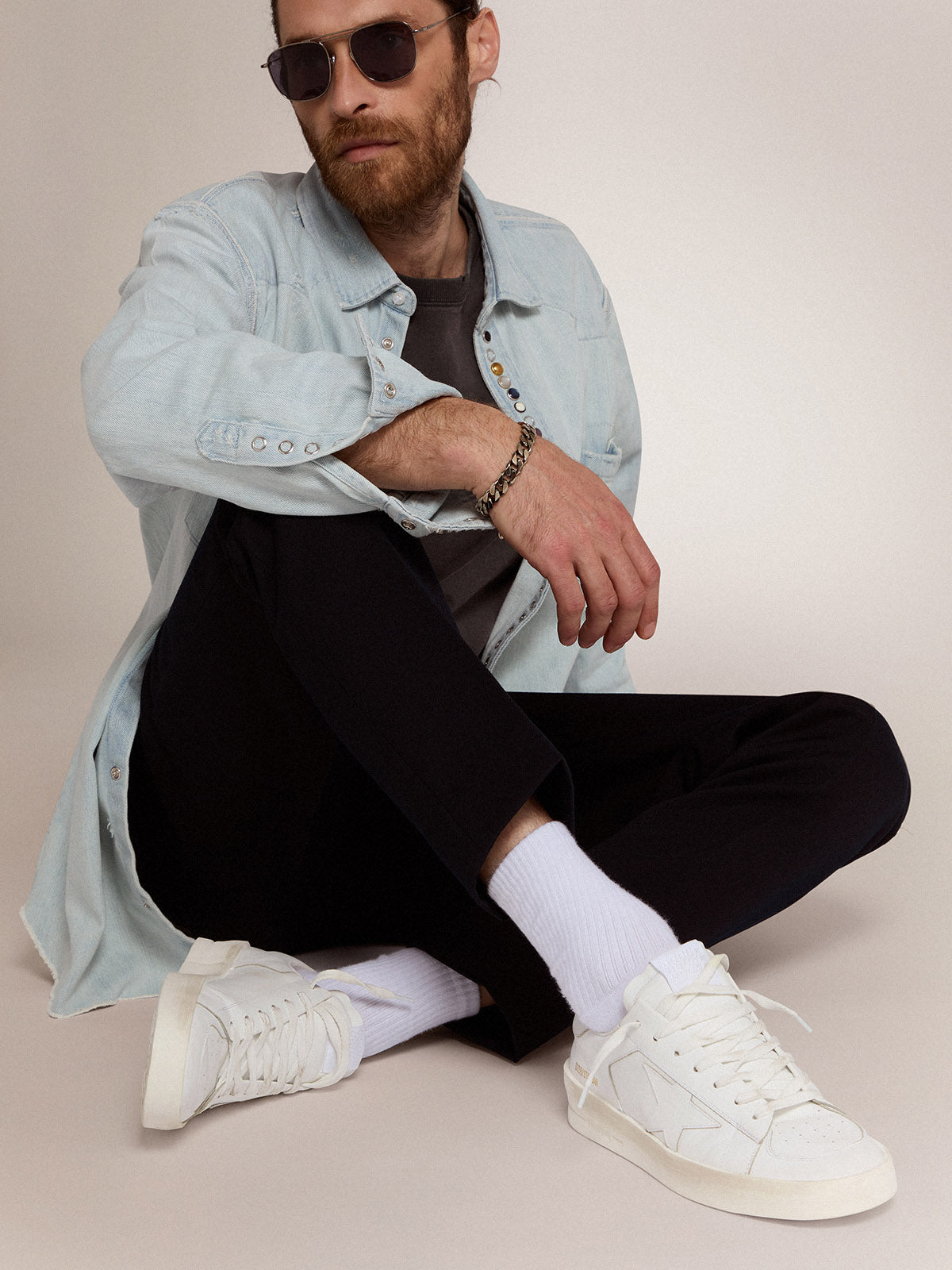 Men's pants in dark blue wool| Golden Goose
