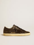 Super-Star in black glitter with black suede star and leather inserts| Golden Goose