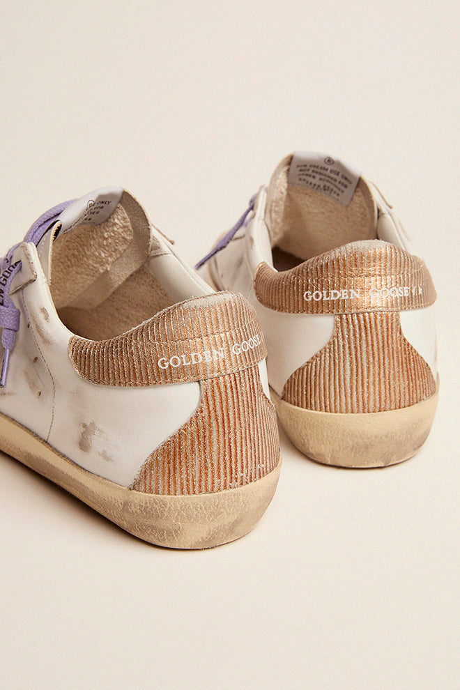 Super-Star with leo-print suede star and sand corduroy-effect heel tab| Golden Goose