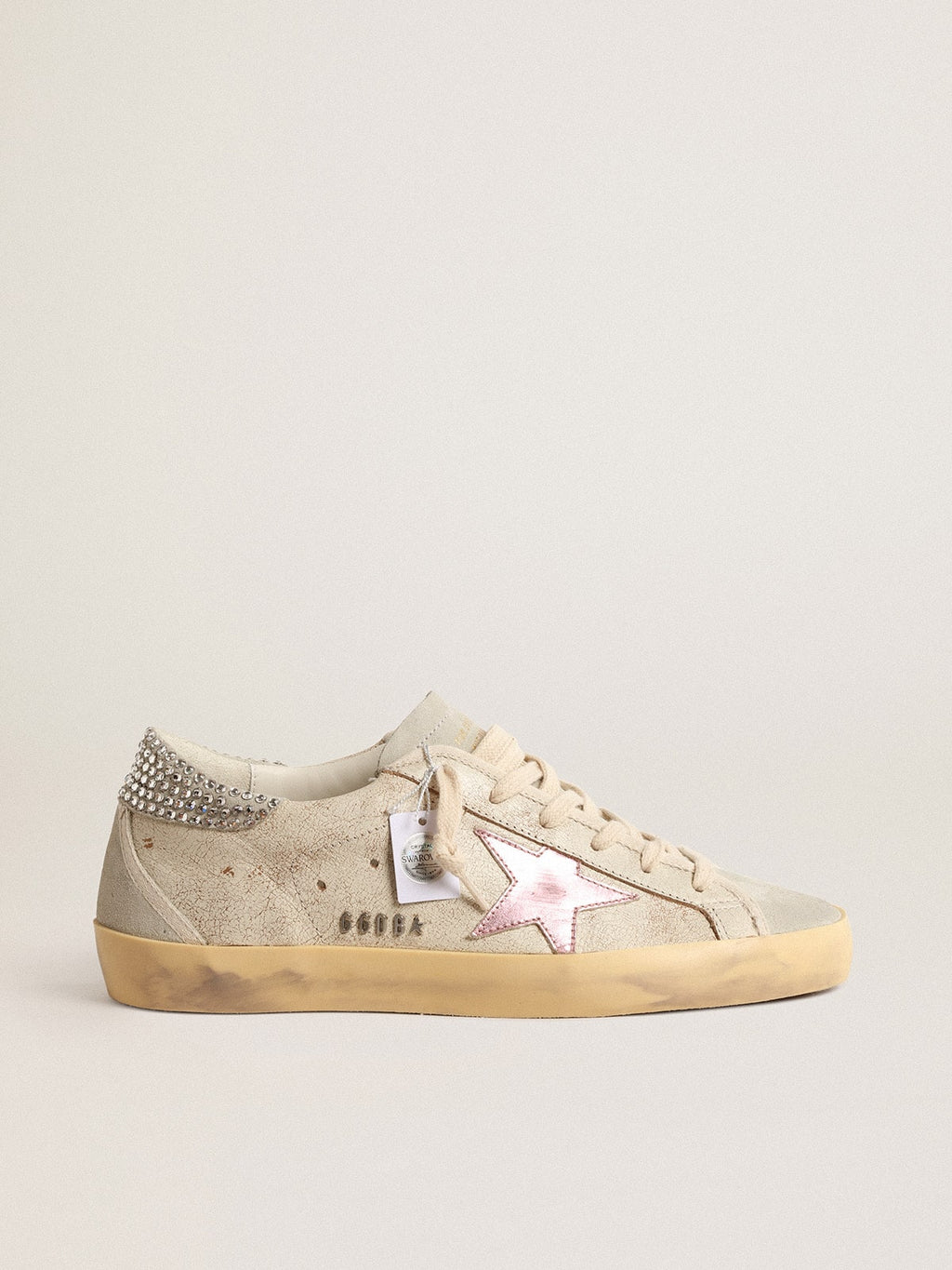 Super-Star LTD in ecru with Swarovski crystal heel tab| Golden Goose