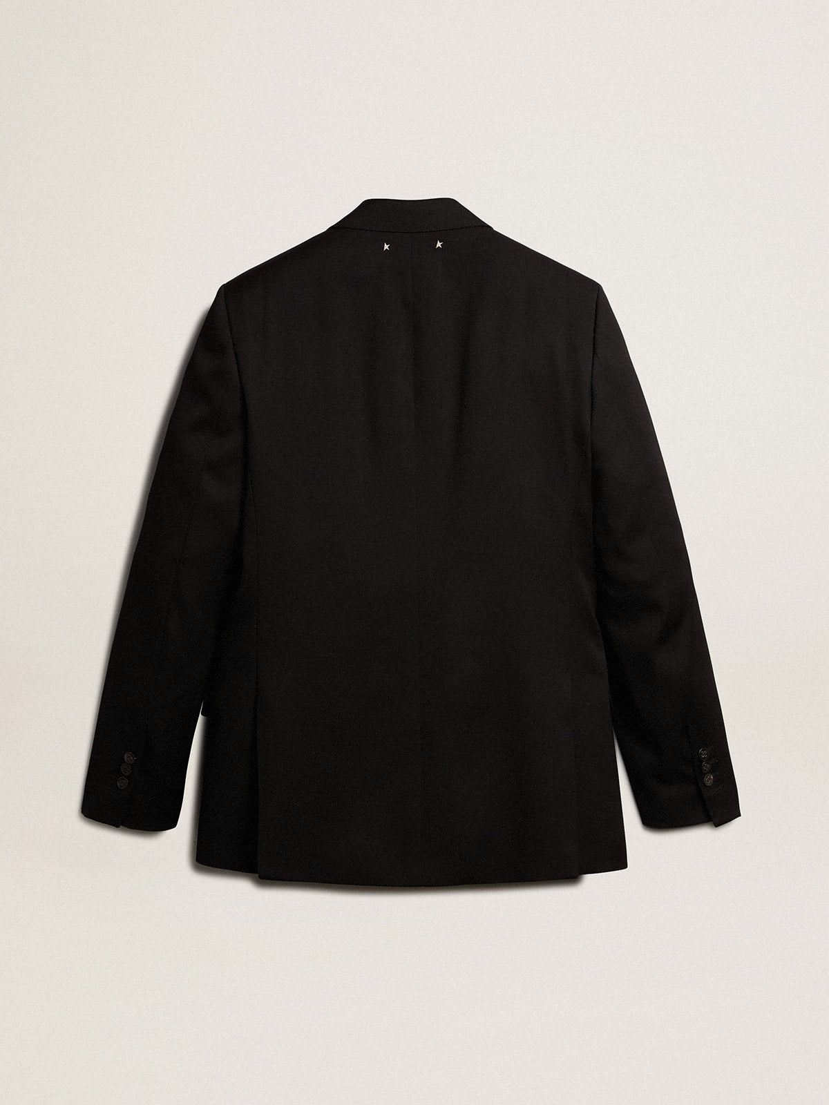 Men's black double-breasted blazer with button fastening| Golden Goose