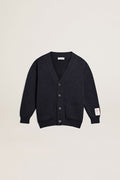 Dark blue cotton cardigan with logo on the back| Golden Goose