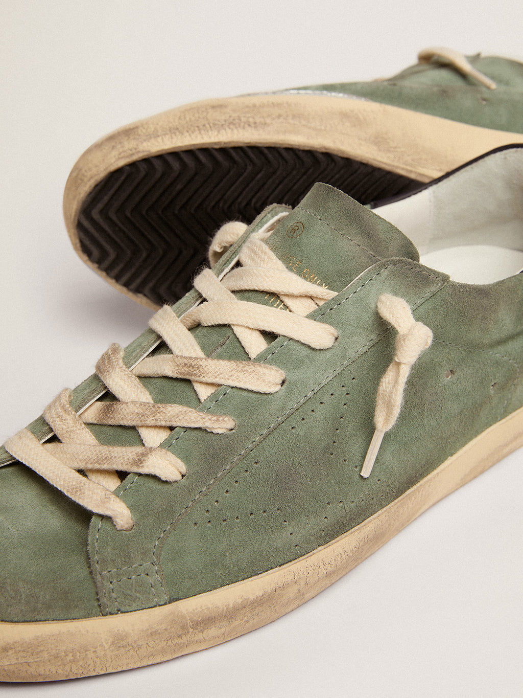 Women's Super-Star in military green suede with perforated star| Golden Goose