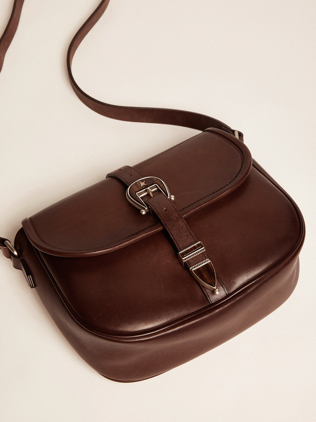 Medium Rodeo Bag in dark tan leather| Golden Goose
