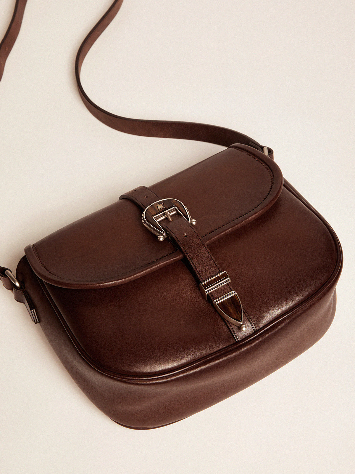 Medium Rodeo Bag in dark tan leather| Golden Goose