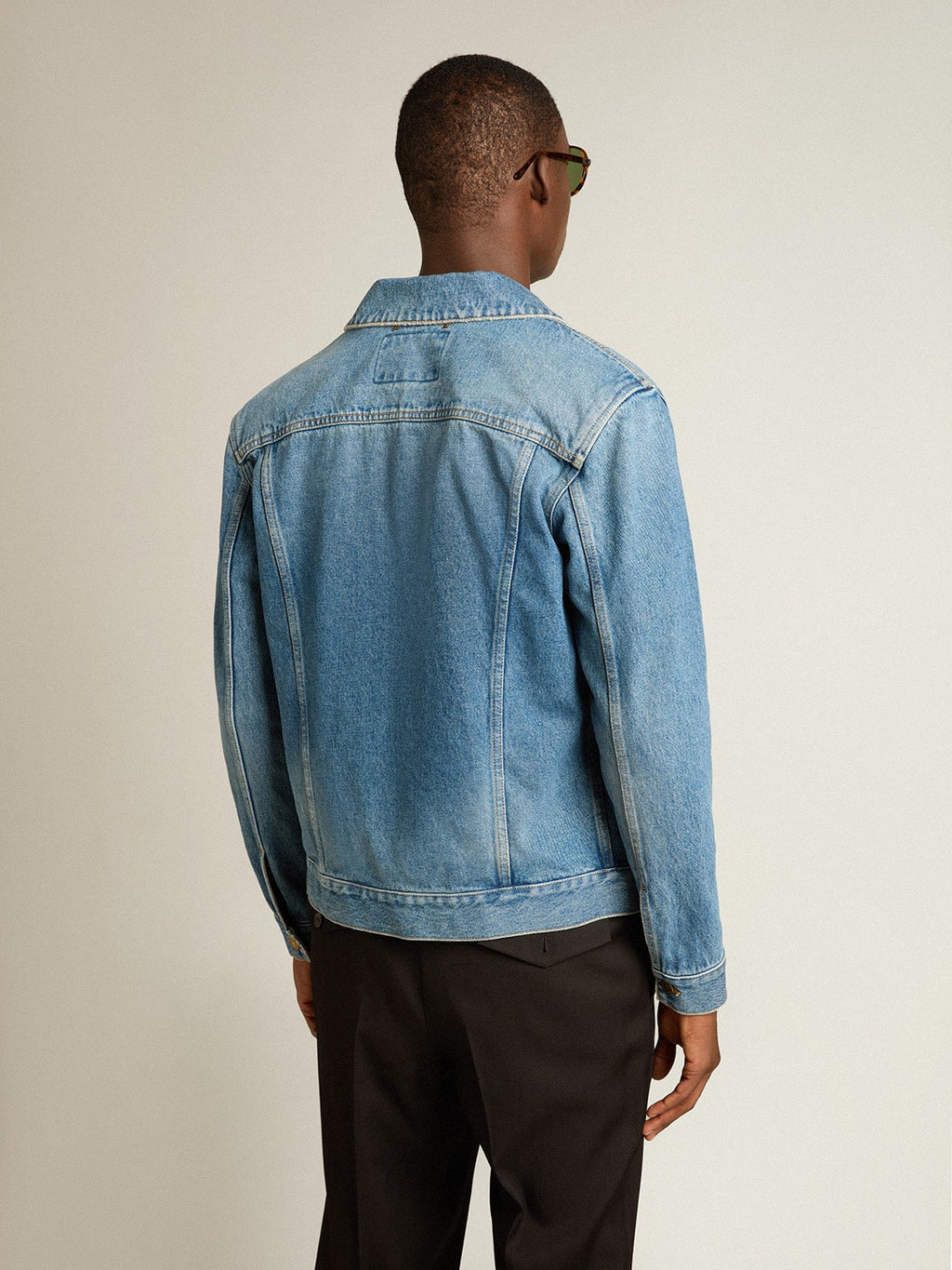 Men's denim jacket with medium wash| Golden Goose