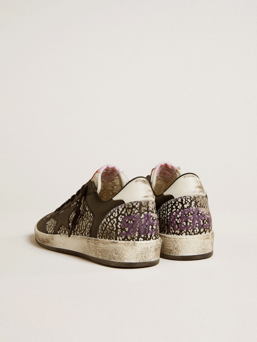 Women's Ball Star in elephant-print leather with black leather star| Golden Goose