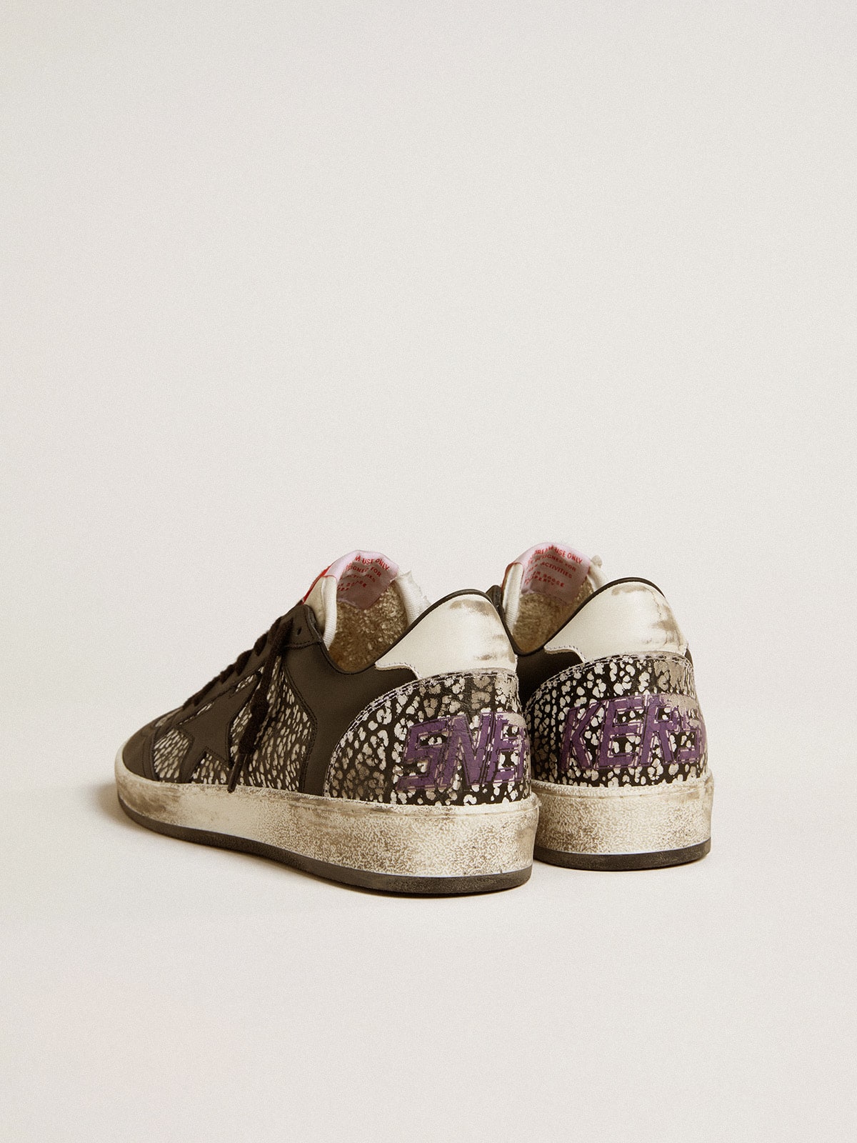 Women's Ball Star in elephant-print leather with black leather star| Golden Goose